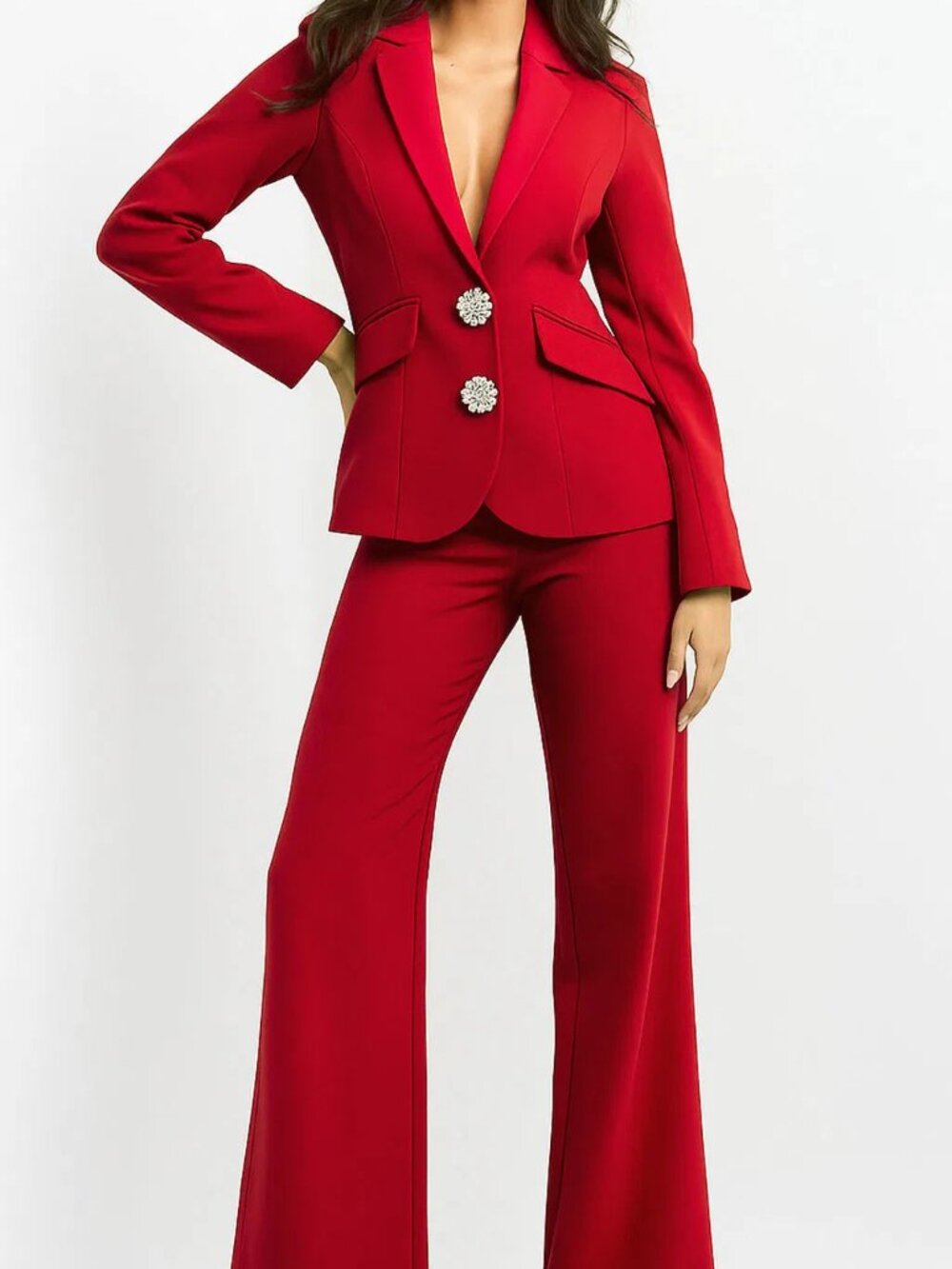 NWT Jovani 02637 Prom Two Piece Pantsuit Red Size 10
